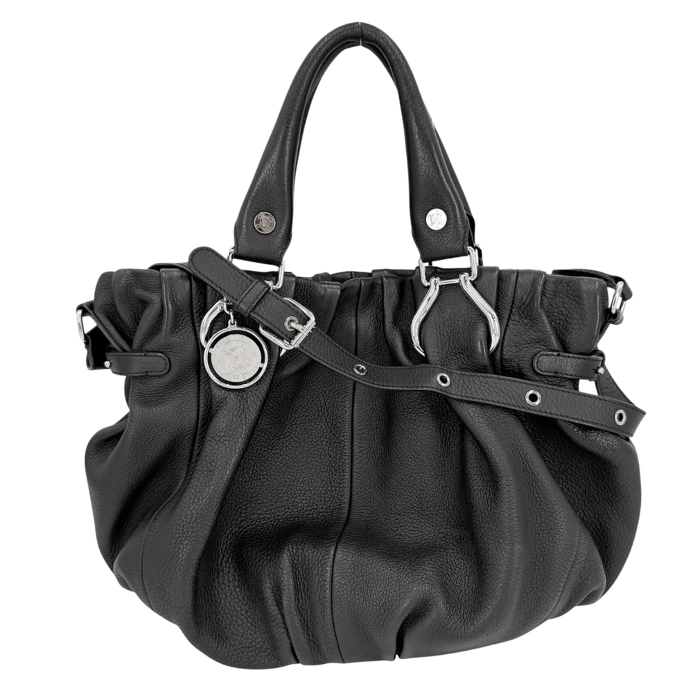 Celine Women's Pillow Handbag Shoulder Bag, Leather, Black, Silver Hardware
